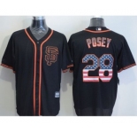 Men San Francisco Giants #28 Buster Posey Black USA Flag Fashion Stitched Baseball Jersey