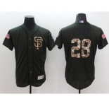 Men San Francisco Giants #28 Buster Posey Majestic Green Salute to Service Flexbase Authentic Collection Jersey