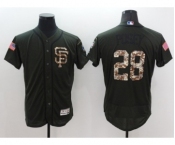 Men San Francisco Giants #28 Buster Posey Majestic Green Salute to Service Flexbase Authentic Collection Jersey