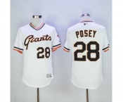 Men San Francisco Giants #28 Buster Posey Majestic White Flexbase Authentic Collection Cooperstown Player Jersey