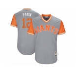 Men's 2017 Little League World Series Giants #12 Joe Panik Panik Gray Jersey