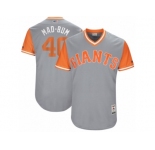 Men's 2017 Little League World Series Giants #40 Madison Bumgarner Mad-Bum Gray Jersey