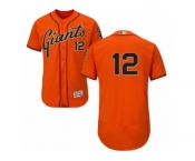 Men's Majestic San Francisco Giants #12 Joe Panik Orange Flexbase Authentic Collection MLB Jersey