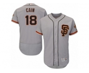 Men's Majestic San Francisco Giants #18 Matt Cain Gray Flexbase Authentic Collection MLB Jersey
