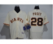 Men's Majestic San Francisco Giants #28 Buster Posey Cream Flexbase Authentic Collection MLB Jersey