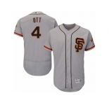 Men's Majestic San Francisco Giants #4 Mel Ott Gray Flexbase Authentic Collection MLB Jersey