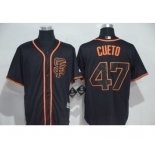 Men's Majestic San Francisco Giants #47 Johnny Cueto Authentic Black Cool Base MLB Jersey