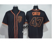 Men's Majestic San Francisco Giants #47 Johnny Cueto Authentic Black Cool Base MLB Jersey