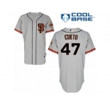 Men's Majestic San Francisco Giants #47 Johnny Cueto Replica Grey Road 2 Cool Base MLB Jersey