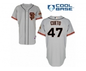 Men's Majestic San Francisco Giants #47 Johnny Cueto Replica Grey Road 2 Cool Base MLB Jersey