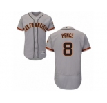 Men's Majestic San Francisco Giants #8 Hunter Pence Grey Flexbase Authentic Collection MLB Jersey