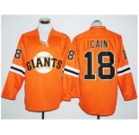San Francisco Giants #18 Matt Cain Orange Long Sleeve Stitched Baseball Jersey