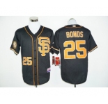 San Francisco Giants #25 Barry Bonds Black whith Gold Cool Base Stitched MLB Jersey