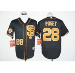 San Francisco Giants #28 Buster Posey Black whith Gold Cool Base Stitched MLB Jersey