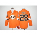 San Francisco Giants #28 Buster Posey Orange Long Sleeve Stitched Baseball Jersey
