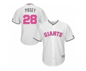 San Francisco Giants #28 Buster Posey White Home 2016 Mother's Day Cool Base Jersey