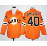 San Francisco Giants #40 Madison Bumgarner Orange Long Sleeve Stitched Baseball Jersey