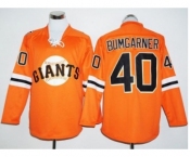 San Francisco Giants #40 Madison Bumgarner Orange Long Sleeve Stitched Baseball Jersey