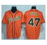 San Francisco Giants #47 Johnny Cueto Orange New Cool Base Alternate Stitched MLB Jersey