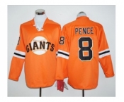 San Francisco Giants #8 Hunter Pence Orange Long Sleeve Stitched Baseball Jersey
