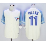 Men Toronto Blue Jays #11 Kevin Pillar Cream Blue Exclusive 2016 Official Cool Base Jersey