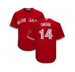 Men Toronto Blue Jays #14 Justin Smoak Red New Cool Base Canada Day Stitched MLB Jersey