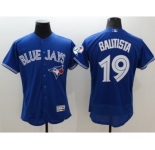 Men Toronto Blue Jays #19 Jose Bautista Majestic blue Royal 40th Anniversary Flexbase Authentic Collection Jersey