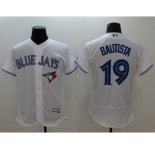 Men Toronto Blue Jays #19 Jose Bautista Majestic white Flexbase Authentic Collection Player Jersey