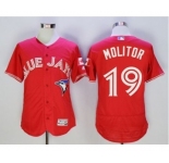 Men Toronto Blue Jays #19 Paul Molitor Majestic Red Flexbase Authentic Collection Player Jersey[Molitor]