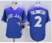 Men Toronto Blue Jays #2 Troy Tulowitzki Blue 2016 Official Cool Base Jersey
