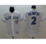 Men Toronto Blue Jays #2 Troy Tulowitzki Majestic white Flexbase Authentic Collection Player Jersey