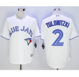 Men Toronto Blue Jays #2 Troy Tulowitzki White 2016 Official Cool Base Jersey