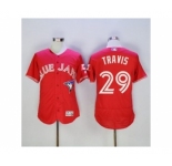 Men Toronto Blue Jays #29 Devon Travis Majestic Red Flexbase Authentic Collection Player Jersey[Travis]