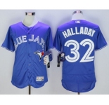 Men Toronto Blue Jays #32 Roy Halladay Majestic Blue Flexbase Authentic Collection Player Jersey