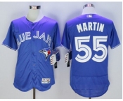 Men Toronto Blue Jays #55 Russell Martin Majestic Blue Flexbase Authentic Collection Player Jersey