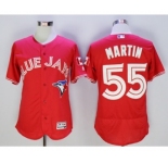 Men Toronto Blue Jays #55 Russell Martin Majestic Red Flexbase Authentic Collection Player Jersey