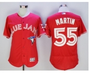 Men Toronto Blue Jays #55 Russell Martin Majestic Red Flexbase Authentic Collection Player Jersey