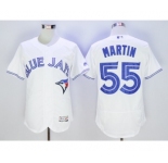 Men Toronto Blue Jays #55 Russell Martin Majestic White Flexbase Authentic Collection Player Jersey