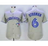 Men Toronto Blue Jays #6 Marcus Stroman Majestic Gray Flexbase Authentic Collection Player Jersey