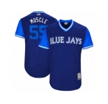 Men's 2017 Little League World Series Blue Jays #55 Russell Martin Muscle Royal Jersey