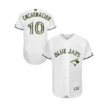 Men's Majestic Toronto Blue Jays #10 Edwin Encarnacion Authentic White 2016 Memorial Day Fashion Flex Base MLB Jersey