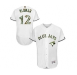 Men's Majestic Toronto Blue Jays #12 Roberto Alomar Authentic White 2016 Memorial Day Fashion Flex Base MLB Jersey