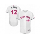 Men's Majestic Toronto Blue Jays #12 Roberto Alomar Authentic White 2016 Mother's Day Fashion Flex Base MLB Jersey