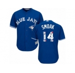 Men's Majestic Toronto Blue Jays #14 Justin Smoak Authentic Blue Team Logo Fashion MLB Jersey