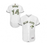 Men's Majestic Toronto Blue Jays #14 Justin Smoak Authentic White 2016 Memorial Day Fashion Flex Base MLB Jersey
