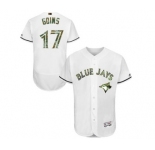Men's Majestic Toronto Blue Jays #17 Ryan Goins Authentic White 2016 Memorial Day Fashion Flex Base MLB Jersey