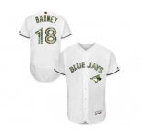Men's Majestic Toronto Blue Jays #18 Darwin Barney Authentic White 2016 Memorial Day Fashion Flex Base MLB Jersey