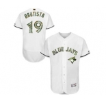 Men's Majestic Toronto Blue Jays #19 Jose Bautista Authentic White 2016 Memorial Day Fashion Flex Base MLB Jersey