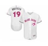 Men's Majestic Toronto Blue Jays #19 Jose Bautista Authentic White 2016 Mother's Day Fashion Flex Base MLB Jersey