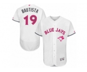 Men's Majestic Toronto Blue Jays #19 Jose Bautista Authentic White 2016 Mother's Day Fashion Flex Base MLB Jersey